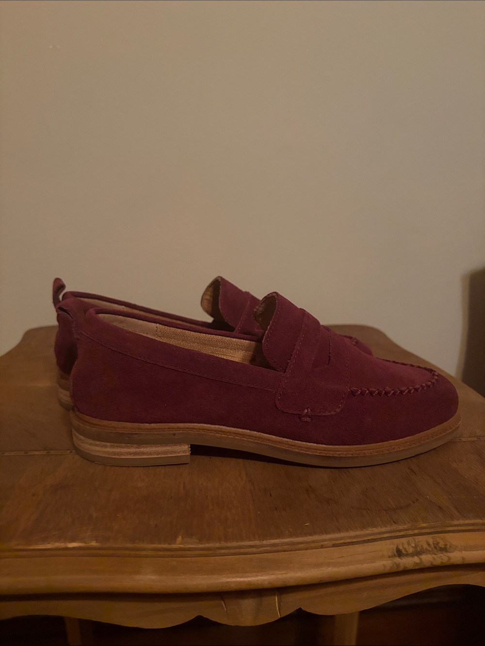 Kelsi Dagger Brooklyn Suede Burgundy Penny Loafers - Classic Slip-On